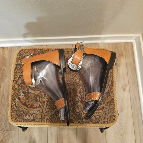 Zadig & Voltaire Studded Brown Leather Sandals Size 39 - Picture 5 of 10